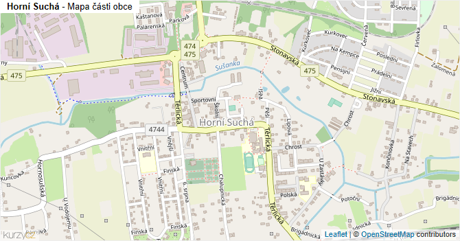 Horní Suchá - mapa části obce