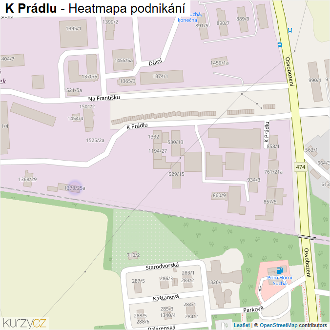 Mapa K Prádlu - Firmy v ulici.