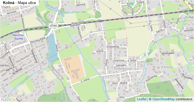 Kolmá - mapa ulice