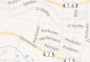 Kurkovec v obci Horní Suchá - mapa ulice