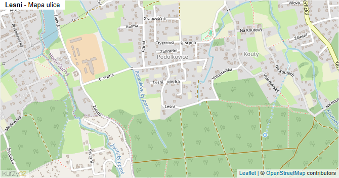 Lesní - mapa ulice
