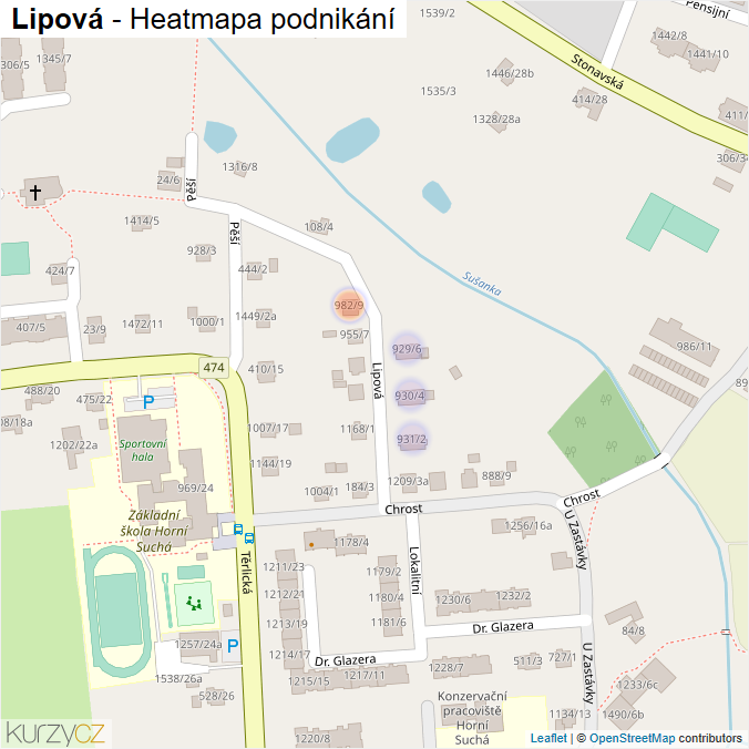 Mapa Lipová - Firmy v ulici.