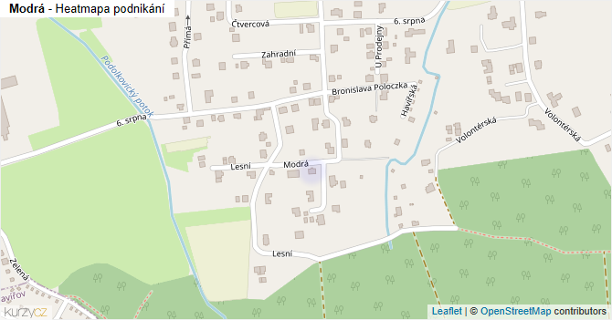 Modrá - mapa podnikání