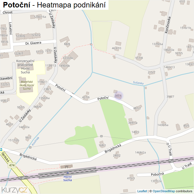 Mapa Potoční - Firmy v ulici.