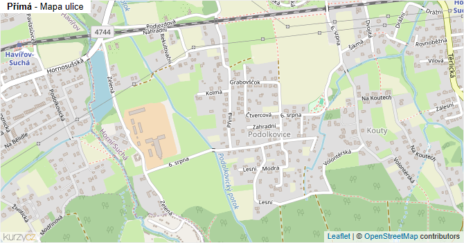 Přímá - mapa ulice