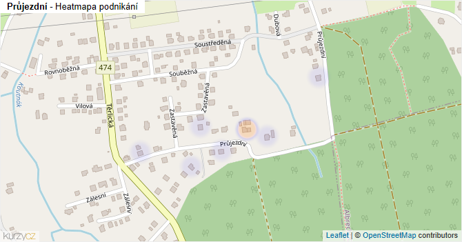 Průjezdní - mapa podnikání