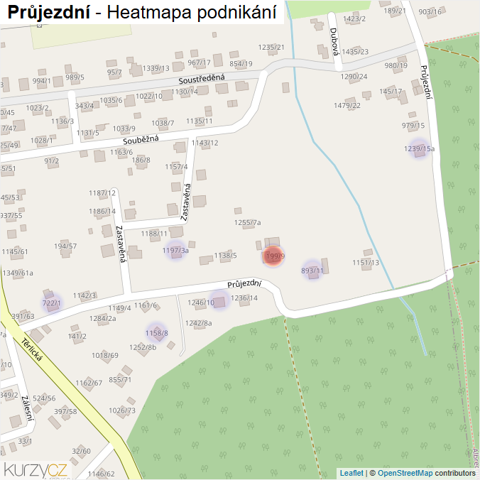 Mapa Průjezdní - Firmy v ulici.