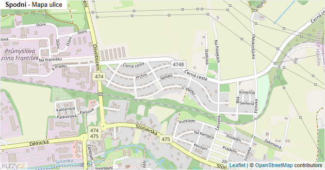 Spodní - mapa ulice