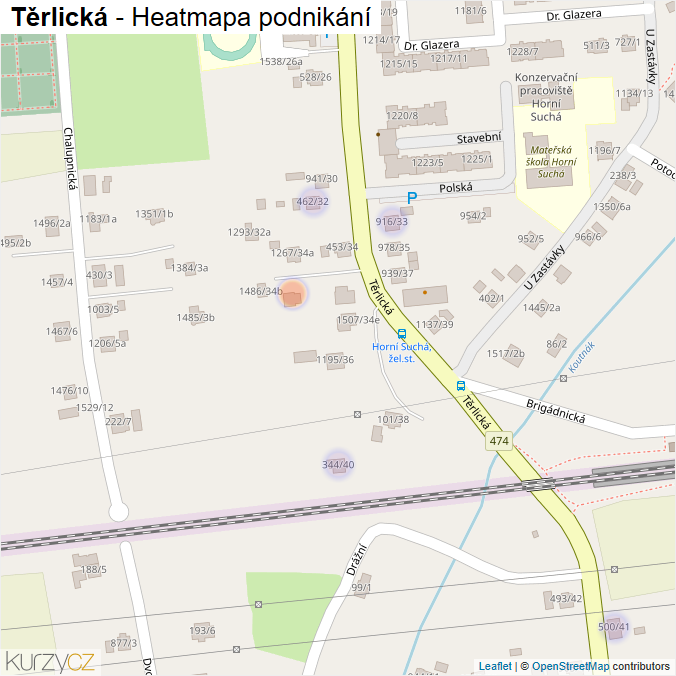 Mapa Těrlická - Firmy v ulici.