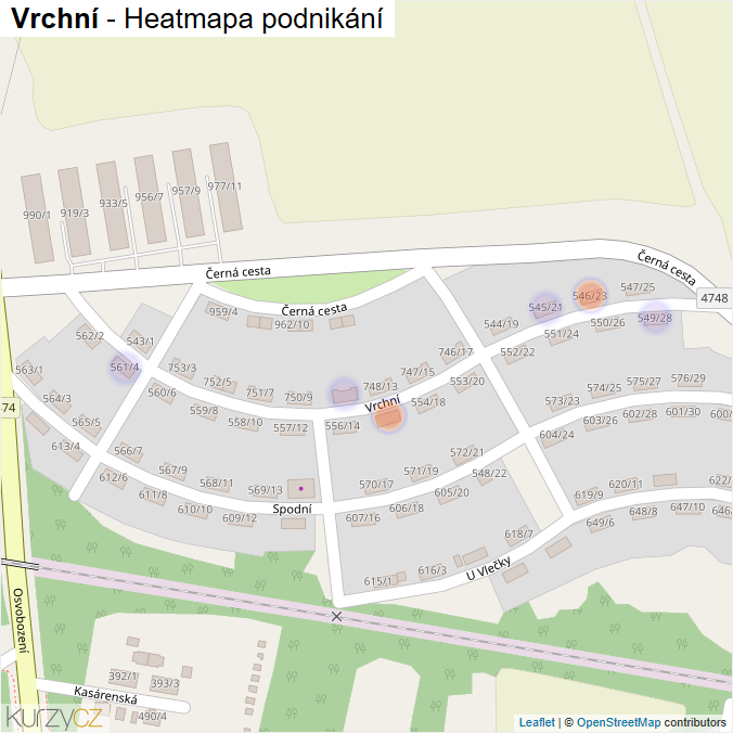 Mapa Vrchní - Firmy v ulici.