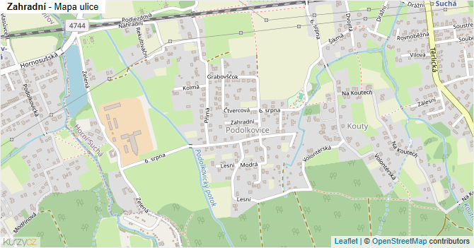Zahradní - mapa ulice