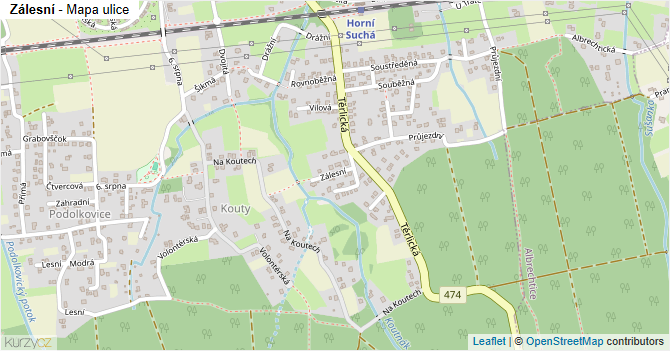Zálesní - mapa ulice