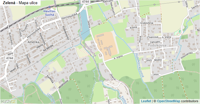 Zelená - mapa ulice