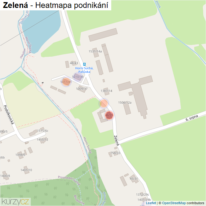 Mapa Zelená - Firmy v ulici.