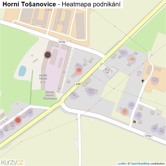Mapa Horní Tošanovice - Firmy v části obce.