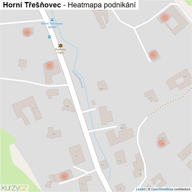 Mapa Horní Třešňovec - Firmy v obci.