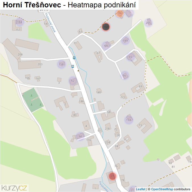 Mapa Horní Třešňovec - Firmy v části obce.