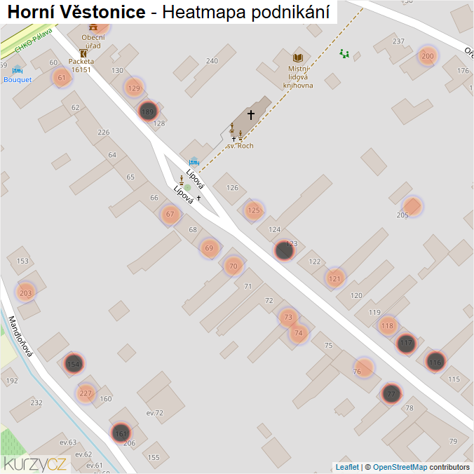 Mapa Horní Věstonice - Firmy v obci.
