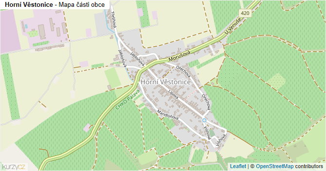 Horní Věstonice - mapa části obce
