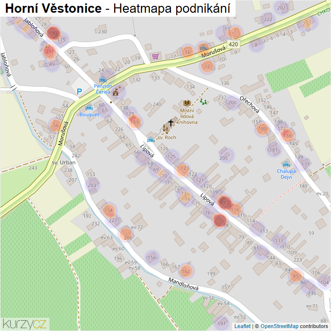 Mapa Horní Věstonice - Firmy v části obce.