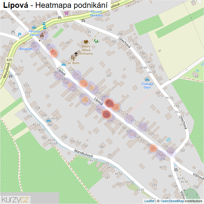 Mapa Lípová - Firmy v ulici.