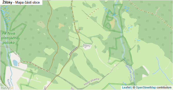 Žlíbky - mapa části obce