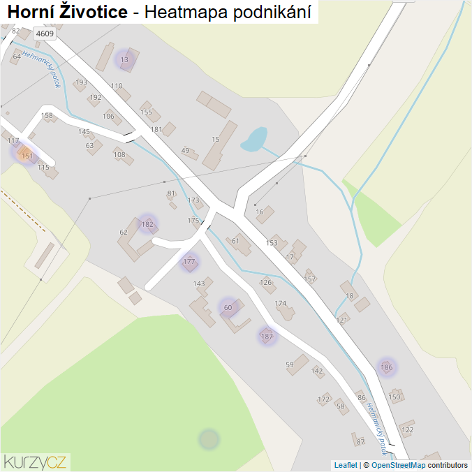 Mapa Horní Životice - Firmy v části obce.