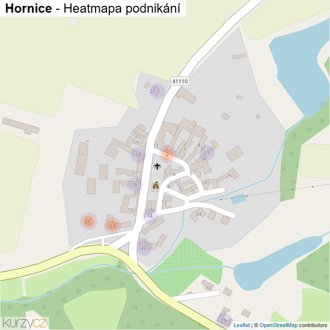 Mapa Hornice - Firmy v části obce.