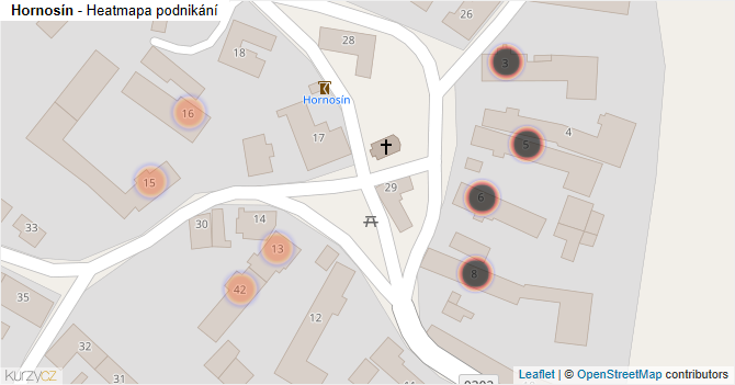 Hornosín - mapa podnikání