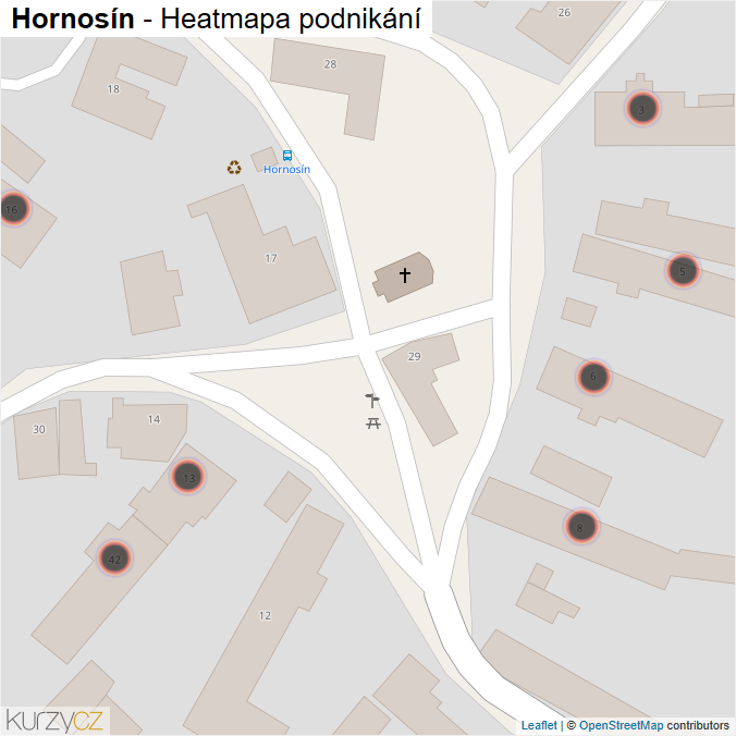 Mapa Hornosín - Firmy v obci.