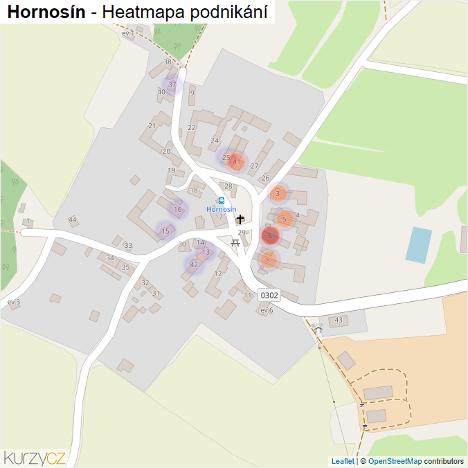 Mapa Hornosín - Firmy v části obce.