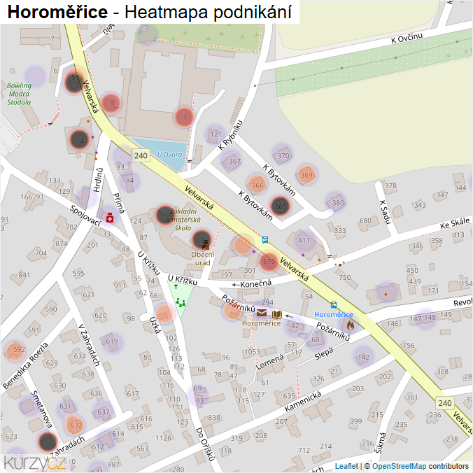 Mapa Horoměřice - Firmy v obci.