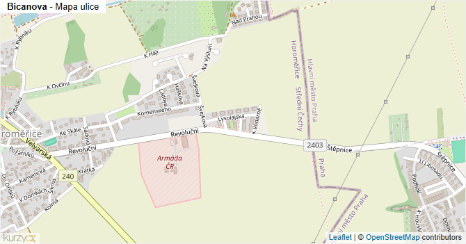 Bicanova - mapa ulice