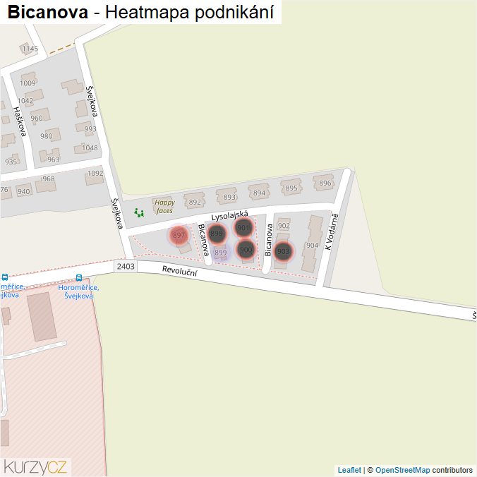 Mapa Bicanova - Firmy v ulici.