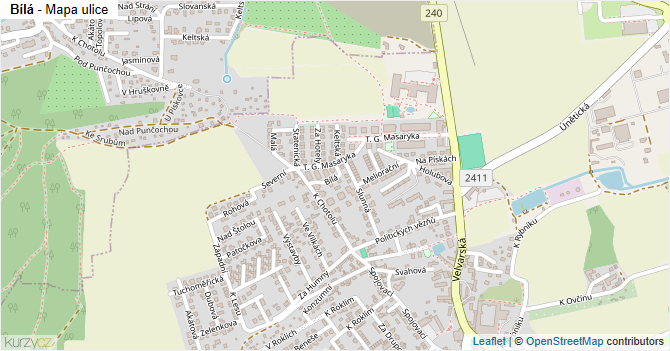 Bílá - mapa ulice