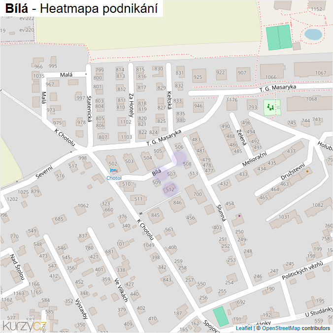 Mapa Bílá - Firmy v ulici.