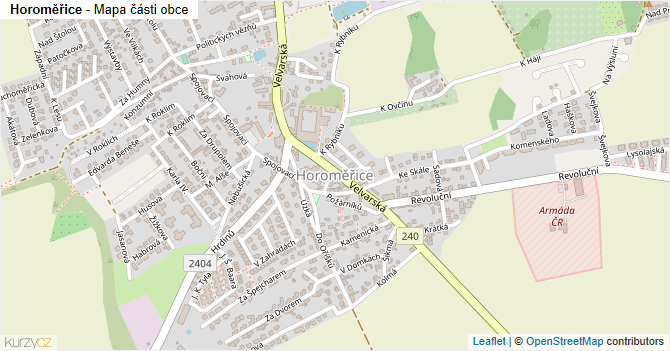 Horoměřice - mapa části obce