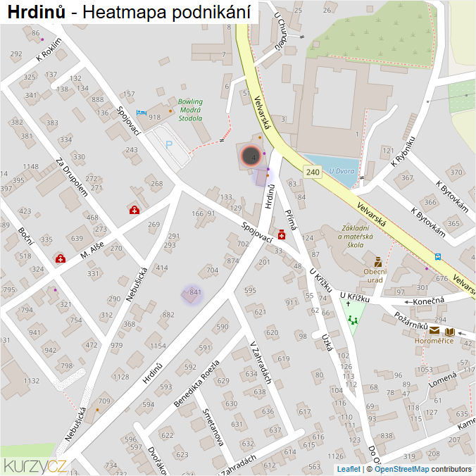 Mapa Hrdinů - Firmy v ulici.