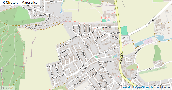 K Chotolu - mapa ulice