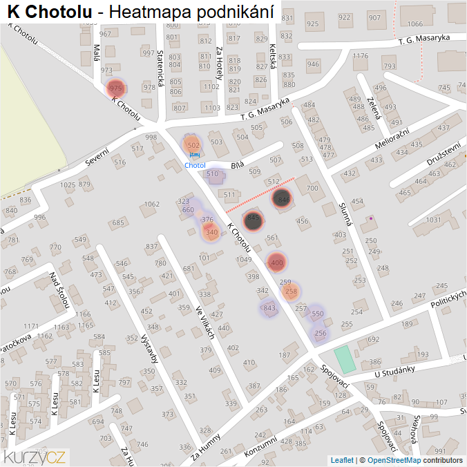 Mapa K Chotolu - Firmy v ulici.