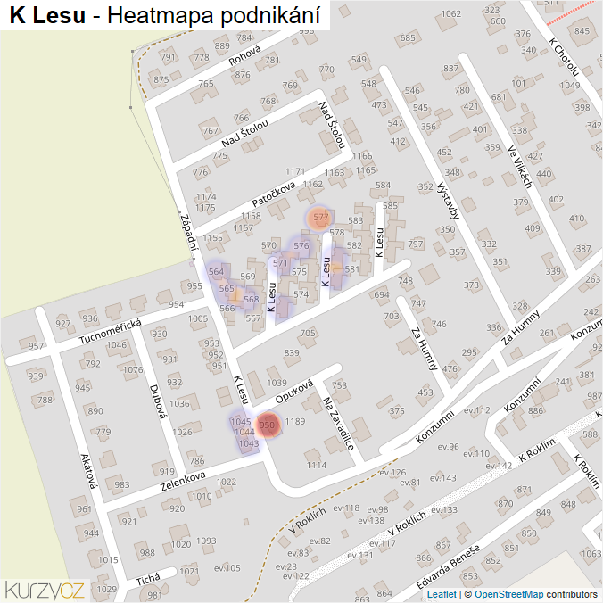 Mapa K Lesu - Firmy v ulici.