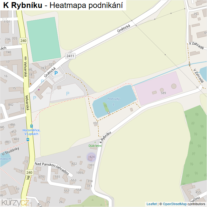 Mapa K Rybníku - Firmy v ulici.