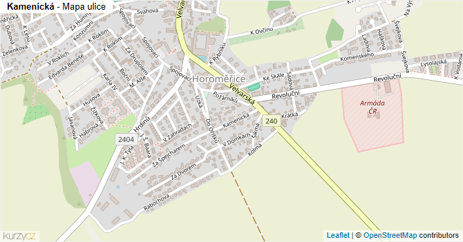 Kamenická - mapa ulice
