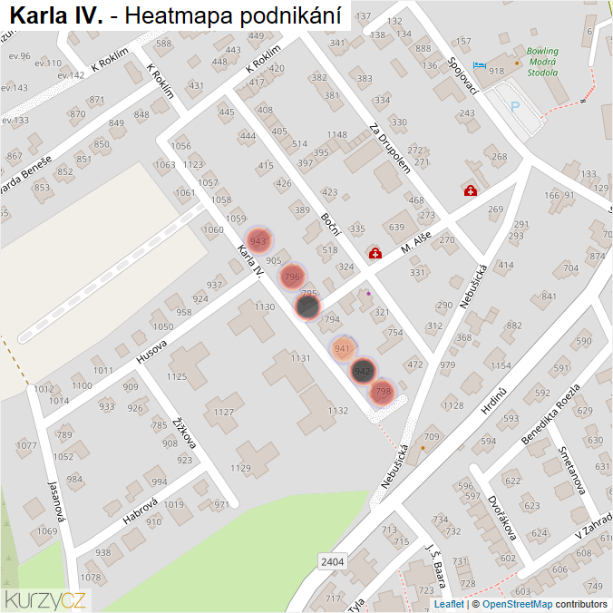 Mapa Karla IV. - Firmy v ulici.