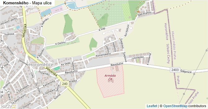 Komenského - mapa ulice