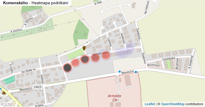 Komenského - mapa podnikání