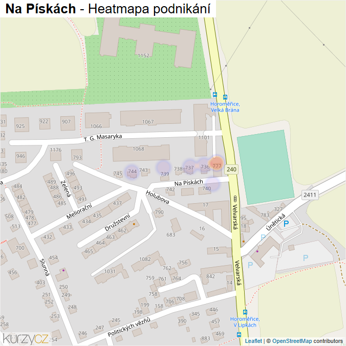Mapa Na Pískách - Firmy v ulici.