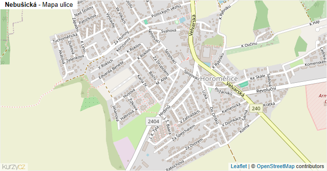 Nebušická - mapa ulice