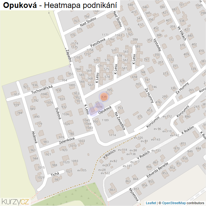 Mapa Opuková - Firmy v ulici.