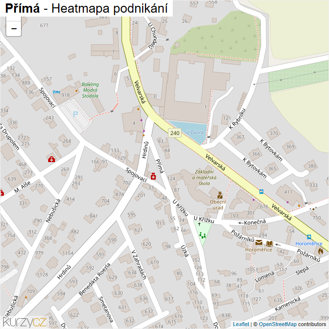 Mapa Přímá - Firmy v ulici.